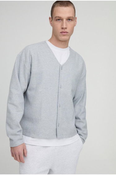 Boxy Wool Look Cardigan - light grey