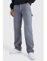 Tall Relaxed Overdye Carpenter Trouser - charcoal