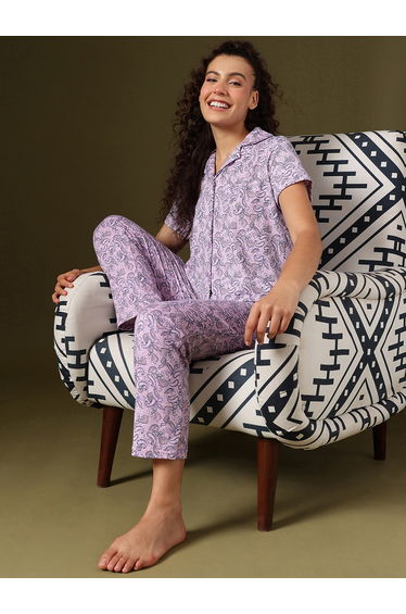 Paisley Print Shirt and Pyjama Set