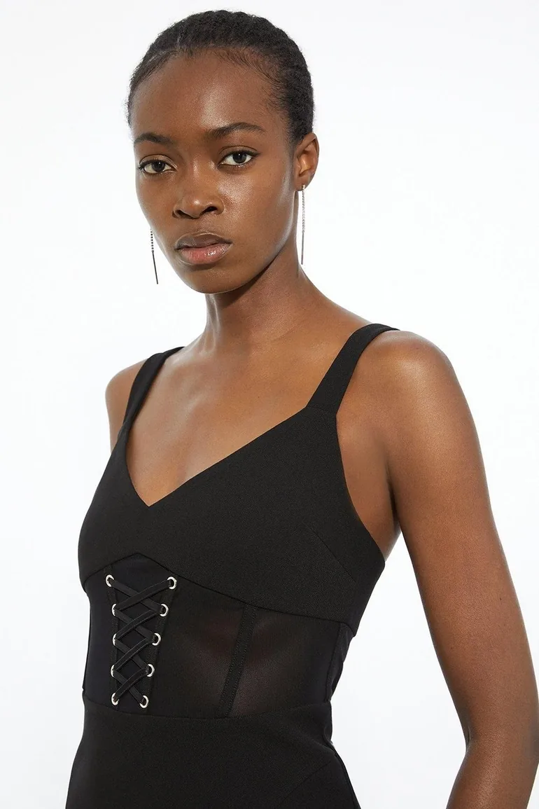 Tall Figure Form Corset Detail Woven Strappy Midi Dress - 1