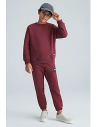 Nacer Boy Ornamental Label Comfort Burgundy Tracksuit Set - 1