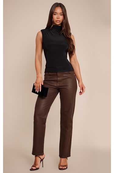 Chocolate Coated Effect Straight Leg Jean