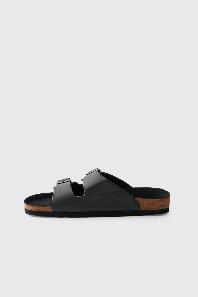 PU Double Strap Sandal - black - 1