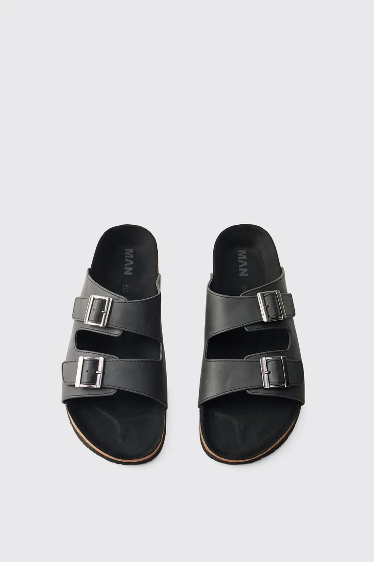 PU Double Strap Sandal - black - 3