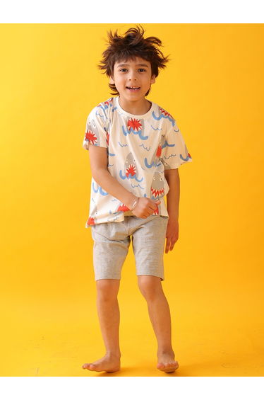 All-Over Shark Print Short Sleeve T-Shirt and Shorts Set