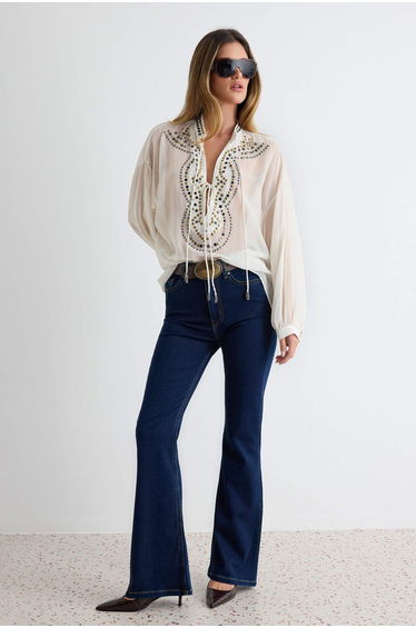 White Stone Crepe Blouse