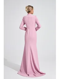 فستان ماكسي مزين بأحجار لامعة - زهري - 6