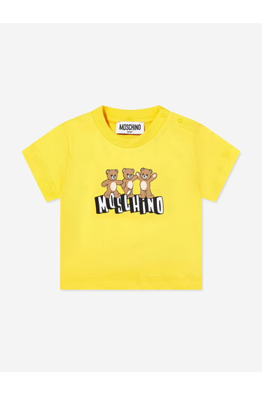 Moschino Baby Teddy Bear Logo T-Shirt in Yellow