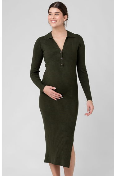 Sammy Knit Polo Maternity Dress (Ivy)