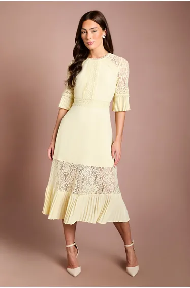 Lace Insert Midi Dress