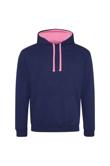 Awdis Womens/Ladies Varsity Hoodie - Oxford Navy/Candyfloss Pink