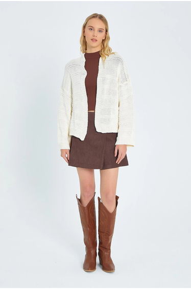 Mixray V-Neck Ribbed Knit Cardigan