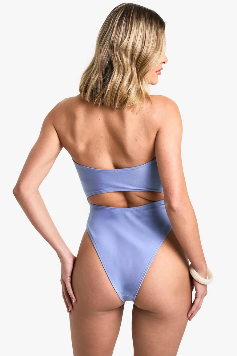 Orchid Applique Cutout Swimsuit - blue - 3