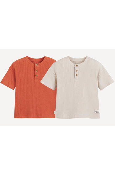 Set of 2 Round-Neck T-Shirts, Fine Knit