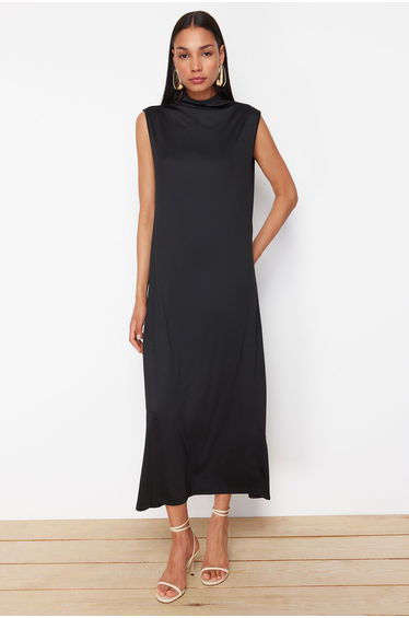 Black Plain Knitted Diving/Scuba Underwear Dress