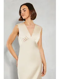 Satin Open Back Detail Maxi Dress - 3