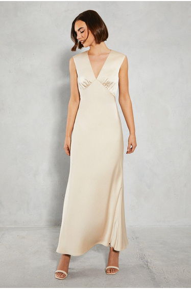 Satin Open Back Detail Maxi Dress