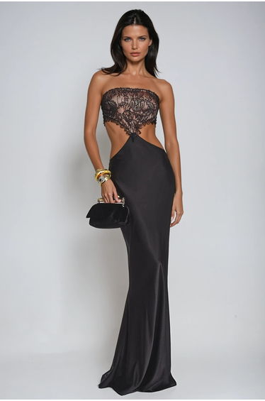 Federica Strapless Deconstruct Lace Maxi Dress