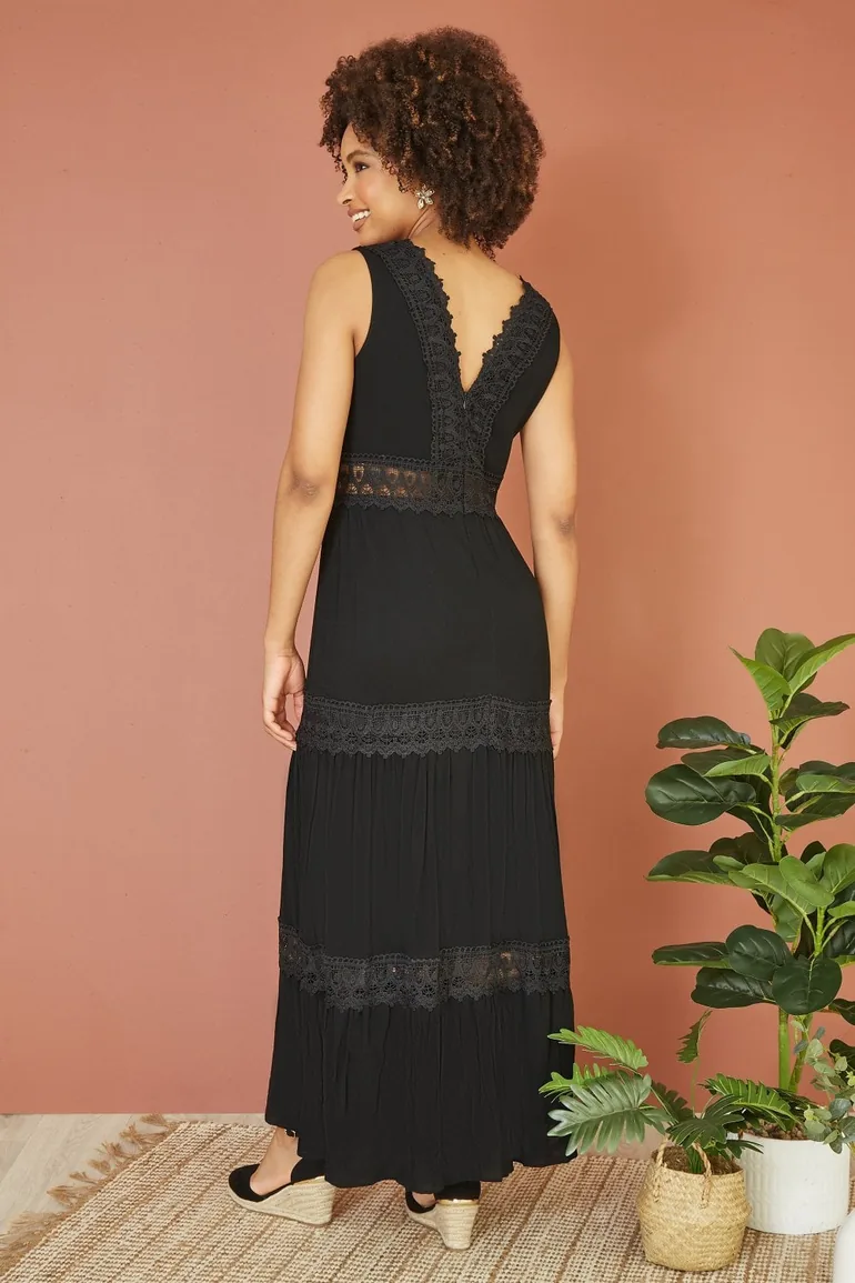 Yumi Black Lace Trim Cotton Sun Dress - 6