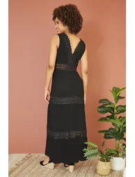 Yumi Black Lace Trim Cotton Sun Dress - 6
