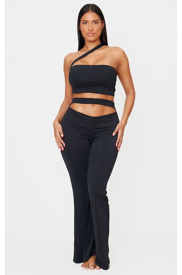 Shape Black Sculp Asymmetric Strappy Crop Top