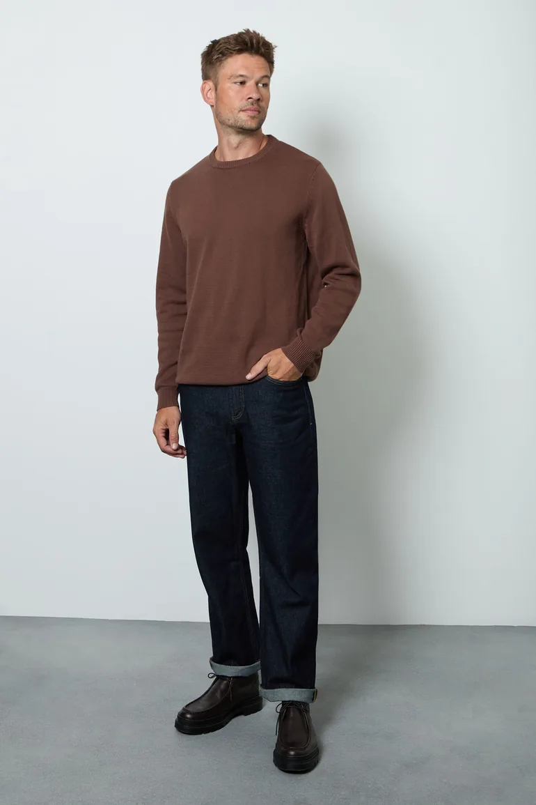 Chocolate Brown Premium Pure Cotton Crew Neck Jumper