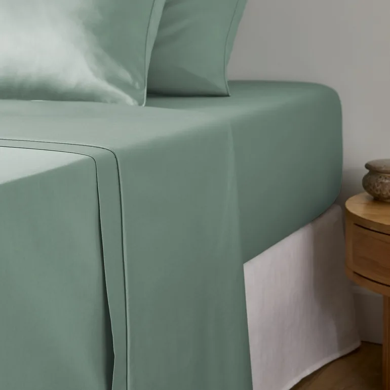 Opale Plain Cotton Sateen Flat Sheet