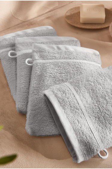 Set of 4 Zavara 100% Cotton Terry Supersoft Wash Mitts