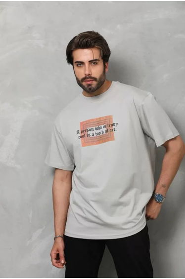 JANES Oversized Text Print Crew Neck T-Shirt
