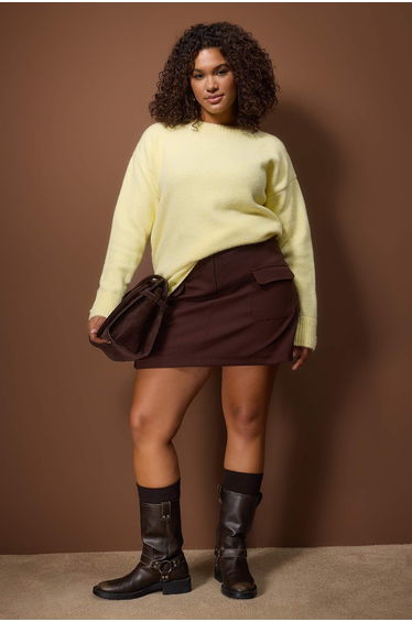 Wardrobe essentials yellow woolen premium yarn basic knitwear sweater