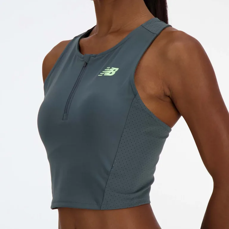 Women's New Balance Sleek Race Day Fitted Tank Top in Grey - 3