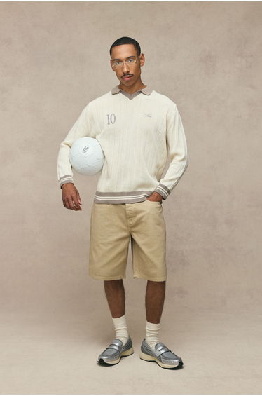 Overdyed Relaxed Fit Denim Shorts - stone