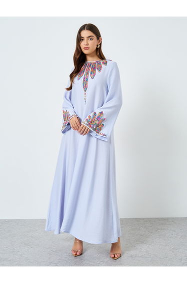 Sequin Embellished Long Sleeve Jalabiya