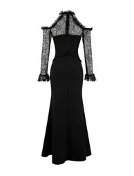 فستان ترينديول أسود ماكسي بقصة ميرمايد بأكمام طويلة - 4