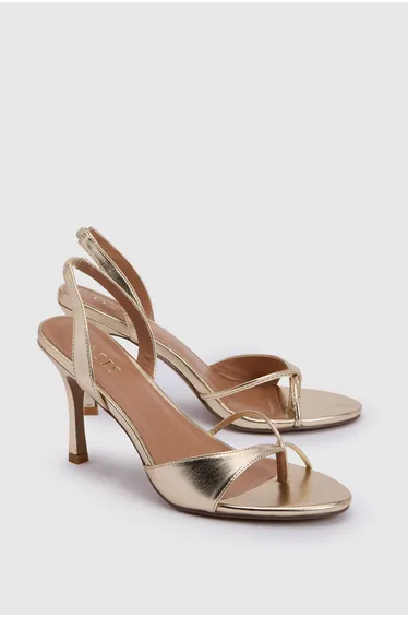Katie Metallic Faux Leather Toe Post High Heel Stiletto Slingback Sandals