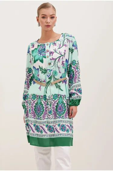 Belted Patterned  - Green