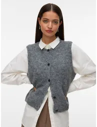 Sleeveless Buttoned Cardigan