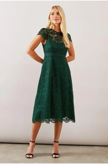 Petite Lace Fit And Flare Dress