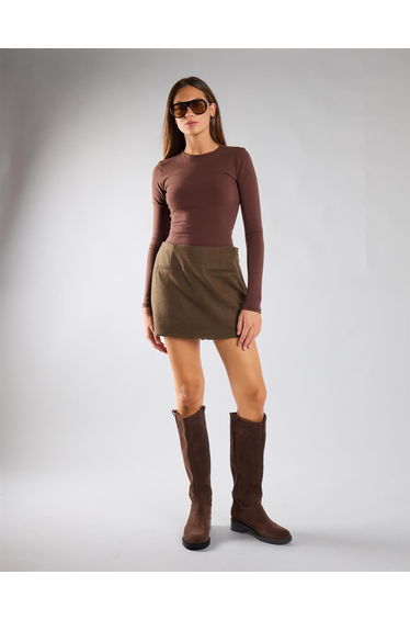 Deep Khaki Pocket Detail Mini Skort