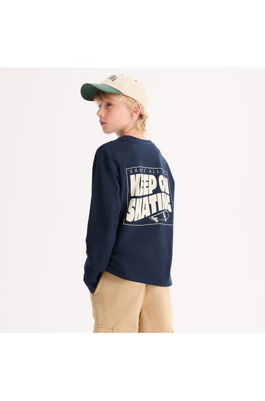 Long Sleeve T-Shirt with Print On Front and Back