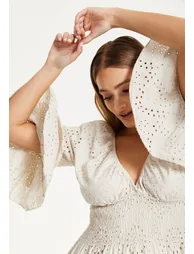 Cream Broderie Anglaise Mini Dress - 5