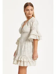 Cream Broderie Anglaise Mini Dress - 2