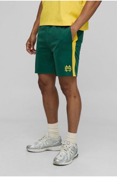 Elasticated Waist Relaxed Short Length Tricot Colour Block Shorts