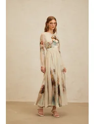 Manon Green Graphic Print Silk Maxi Dress - 5
