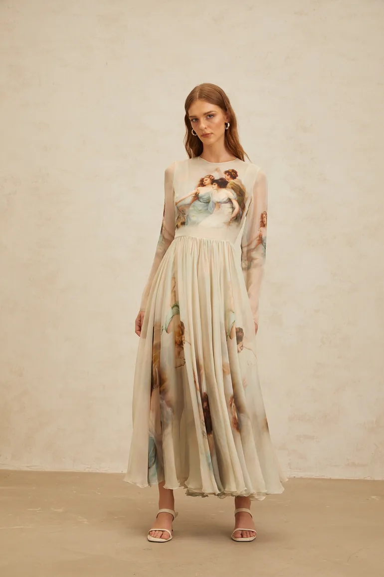 Manon Green Graphic Print Silk Maxi Dress - 4