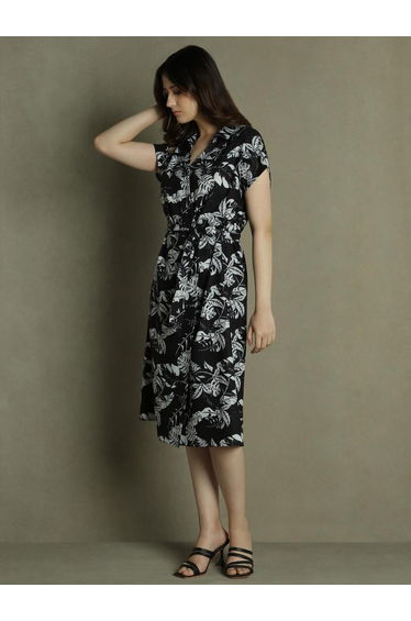 DL Women Tropical Print V-neck Wrap Dress