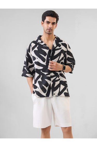 Men Printed Oversized Cotton Shirt