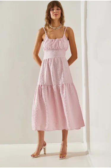 فستان قطن زهري بلا أكمام