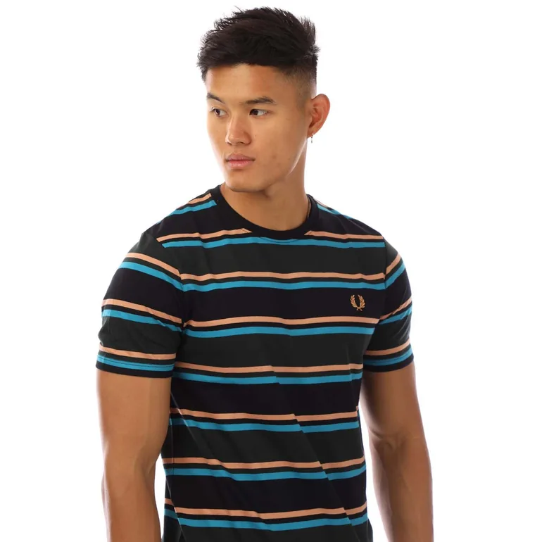 تيشيرت رجالي مخطط لون أخضر - 1