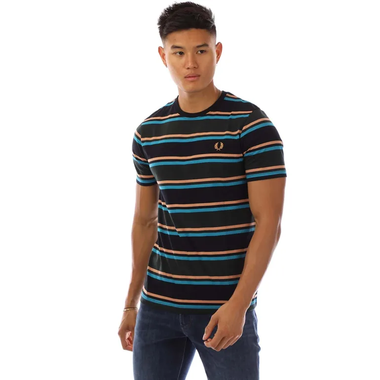 تيشيرت رجالي مخطط لون أخضر